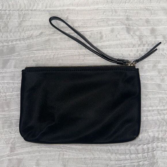 kate spade Black Gold Double Compartment Zip Nylon Clutch